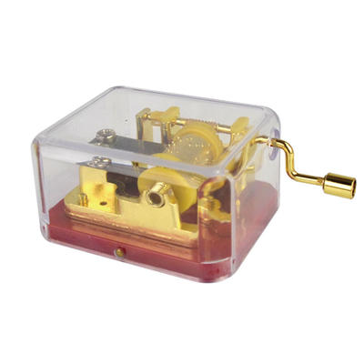 NUTAKE 10105003-1A Gilded hand crank movement manual transparent clear plastic music box 10105003-1A