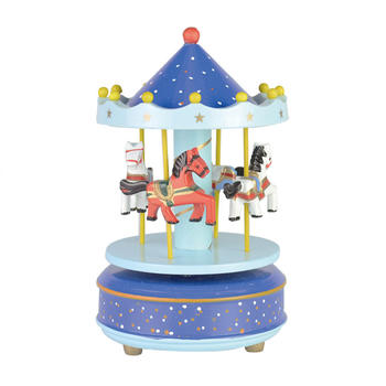 Size dia.11xH18cm factory direct selling wind up carousel wooden music box 81501505