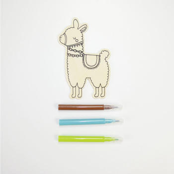 Wooden childrens alpaca toy set painting diy wooden toy with 3pcs watercolour pen 55851023