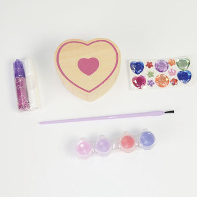 Wooden heart shape jewelry box diy drawing toy kits 55851041
