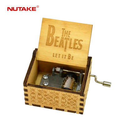 Custom blue colour wooden music box crank beatles 55805101-12