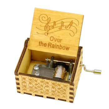 Over The Rainbow Customised hand crank classic wood musical boxes 55805101-22