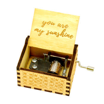 Hand cranked wooden music box that plays you are my sunshine 55805101-32,1