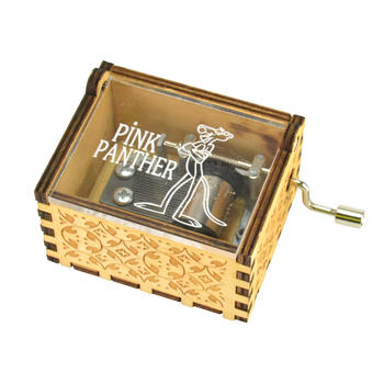 Custom hand crank acrylic lid pink panther music box souvenir 55805103-01