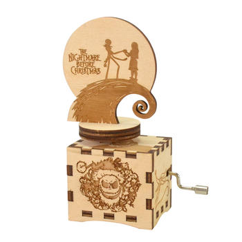 THE NIGHTMARE BEFORE CHRISTMAS wooden engraved hand crank rotating figurine music box 55805104-01
