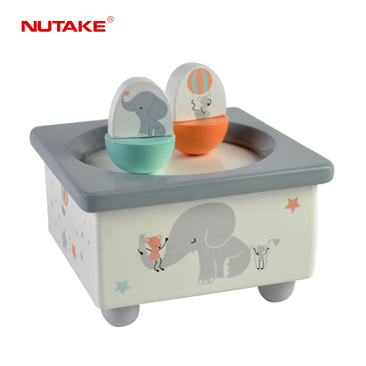 Animal Children Toy Wooden Magnetic dancing Elephant and mouse baby music box 55803212